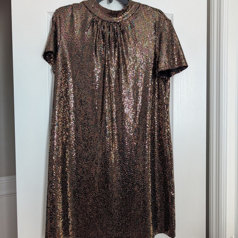 Elegant Sequin Midi Dress - Gold
